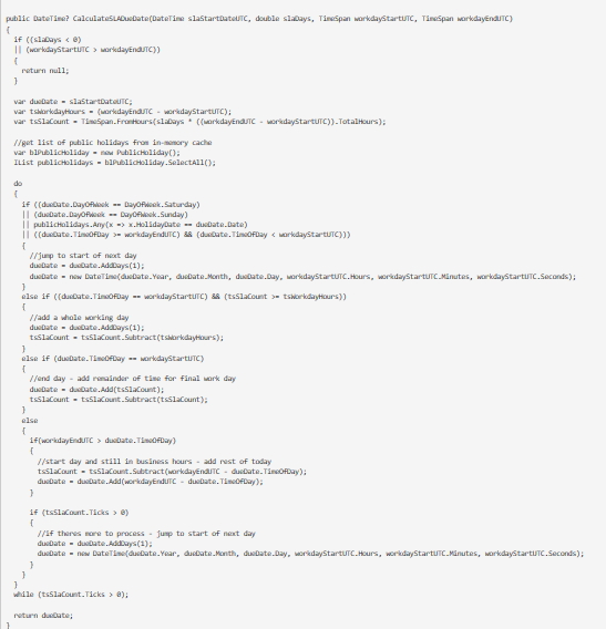 Calculate SLA DateTime Including Weekends and Public Holidays